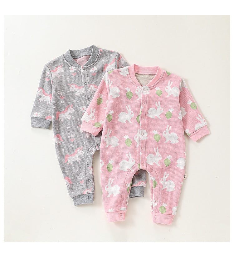 Autumn and Spring Arrival Baby Girls Simple Animals Cartoon Pattern Long Sleeves Rompers, MyKids-USA®, Baby One-Pieces, MyKids-USA -  -  -  -  -  -  - 