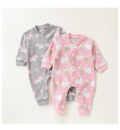 Autumn and Spring Arrival Baby Girls Simple Animals Cartoon Pattern Long Sleeves Rompers, MyKids-USA®, Baby One-Pieces, MyKids-USA -  -  -  -  -  -  - 