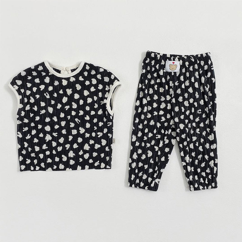 Arrival Summer Baby Kids Girls Sleeveless Hearts Pattern Vest and Pants Clothing Set, MyKids-USA®, Baby & Children's Outfits, MyKids-USA - Size/Age - 73 (6-9M) - Color - Black -  -  - TR2605232216-A.