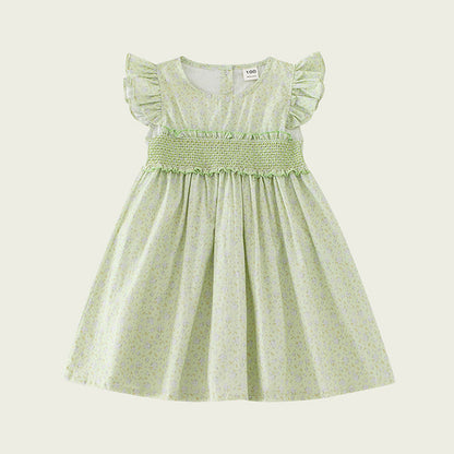 Arrival Summer Baby Kids Girls Fly Sleeves Floral Print Dress, MyKids-USA®, Baby & Toddler Dresses, MyKids-USA - Size/Age - 90 (12-24M) - Color - Green -  -  - TR2403312240-A