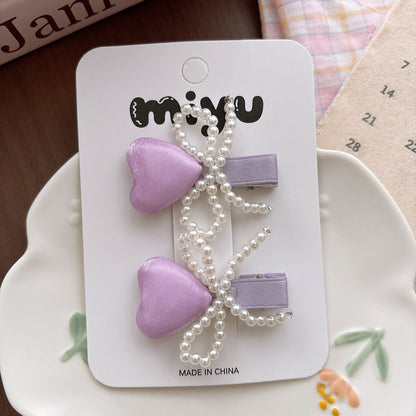 Collection of 2 Beaded Hair Clips, MyKids-USA®, Hair Pins, Claws & Clips, MyKids-USA - Size/Age - Average Size (0-12Y） - Color - Purple -  -  - TR2605132235-D.