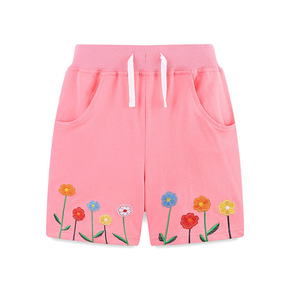 Summer Arrival Baby Kids Girls Cotton Casual Style Flowers Pattern Shorts, MyKids-USA®, Shorts, MyKids-USA - Size/Age - 90 (12-24M) - Color - Pink -  -  - TR2505301952-A