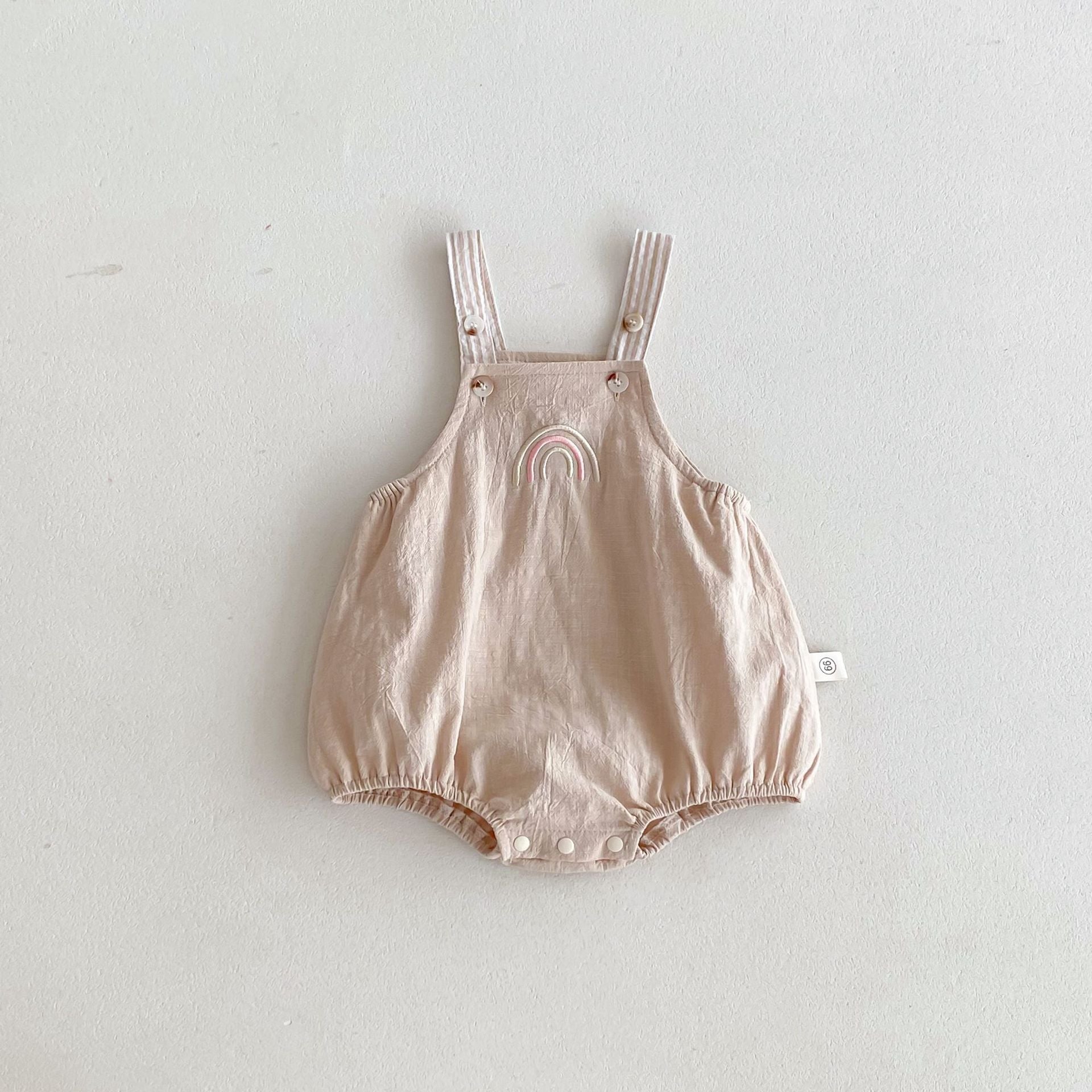 Summer Hot Selling Baby Kids Unisex Sleeveless Rainbow Embroidered Strap Overalls and Striped T-Shirt Clothing Set, MyKids-USA®, Baby & Toddler Outfits, MyKids-USA -  -  -  -  -  -  - 