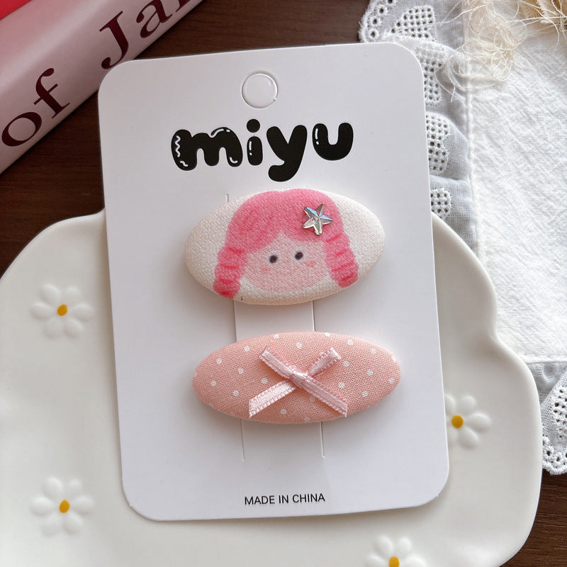 Collection of 2 Cute Pink Pattern Hair Clips, MyKids-USA®, Hair Pins, Claws & Clips, MyKids-USA - Size/Age - Average Size (0-12Y） - Color - Pink -  -  - TR2604291537-D.