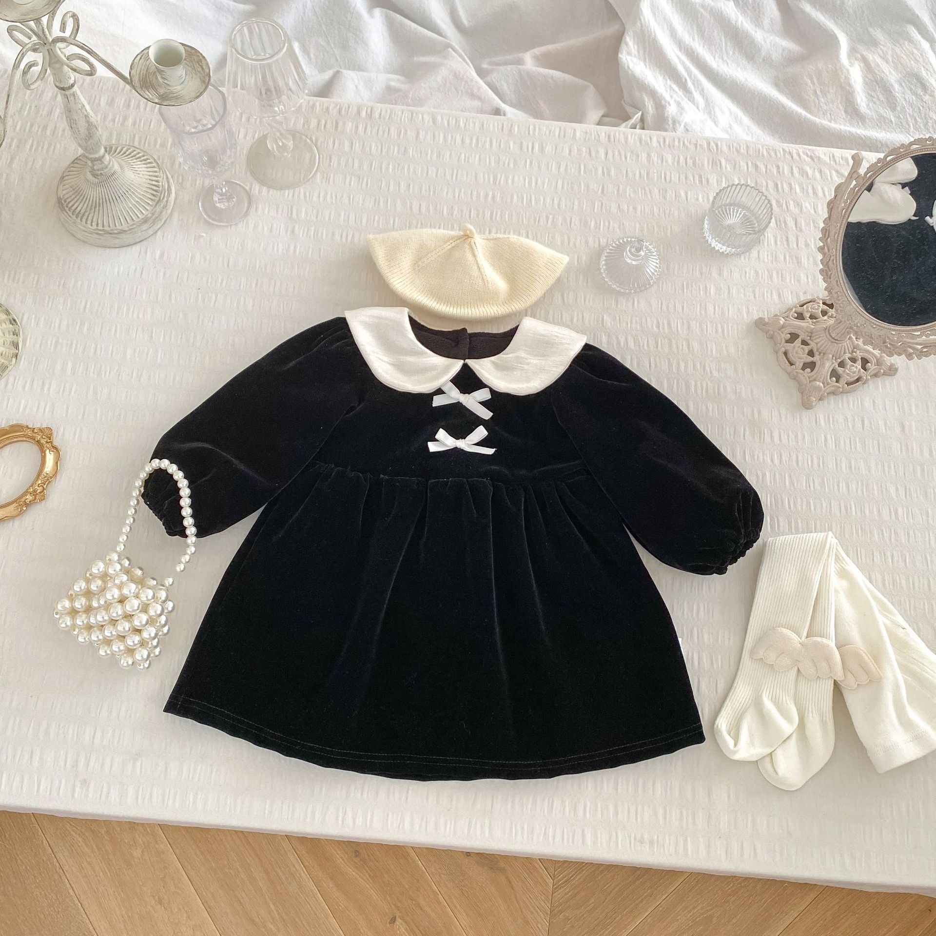 Autumn and Winter Arrival Baby Girls Long Sleeves Peter Pan Collar Cozy Dress 80 (9-12M) / Red Autumn and Winter Arrival Baby Girls Long Sleeves Peter Pan Collar Cozy Dress 80 (9-12M) / Red