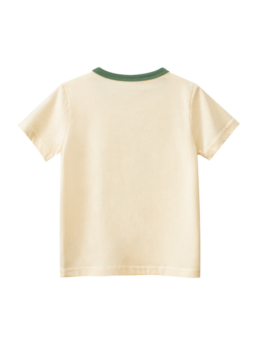 Boys’ Cartoon Dinosaur And Teddy Print T-Shirt In European And American Style, MyKids-USA®, Baby & Toddler Tops, MyKids-USA -  -  -  -  -  -  - 