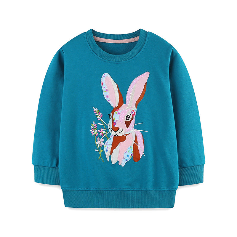 Autumn and Spring Arrival Animals Cartoon Pattern Long Sleeves Sweatshirt for Stylish Girls