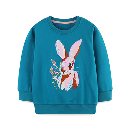 Autumn and Spring Arrival Animals Cartoon Pattern Long Sleeves Sweatshirt for Stylish Girls