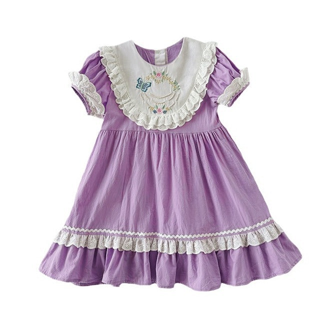New Arrival Summer Baby Kids Girls Short Sleeves Noble Princess Dress