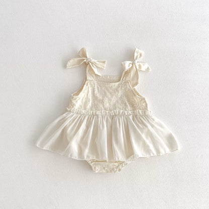 Summer Arrival Baby Girls Solid Color Dots and Flowers Embroidered Pattern Sleeveless Onesies, MyKids-USA®, Baby One-Pieces, MyKids-USA -  -  -  -  -  -  - 