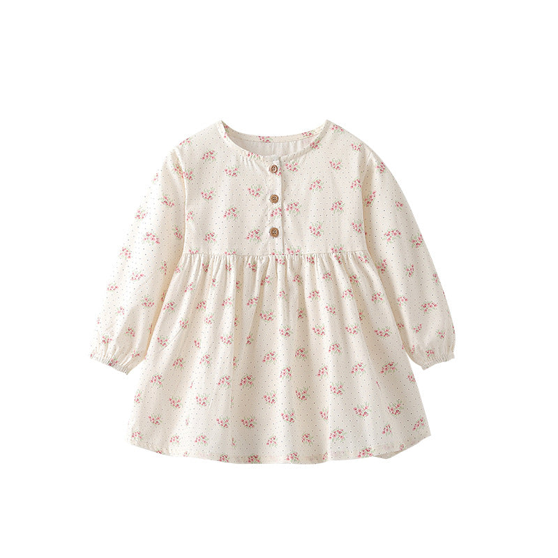 Autumn Arrival Kids Girls Floral Pattern Long Sleeves Cute Dress, MyKids-USA®, Baby & Toddler Dresses, MyKids-USA - Size/Age - 100 (2-3Y) - Color - Beige -  -  - TR2509242251-A