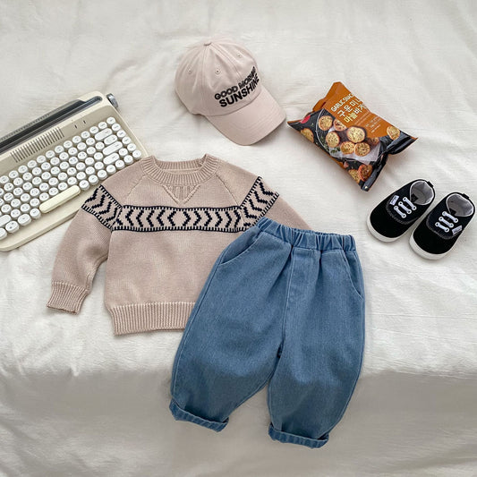Arrival Autumn Baby Kids Boys Long Sleeves Casual Knitted Top Pullover and Denim Jeans – Clothing Set, MyKids-USA®, Baby & Toddler Outfits, MyKids-USA -  -  -  -  -  -  - 