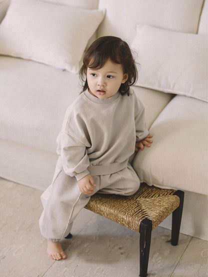 MyKids-USA® Spring and Autumn Baby Kids Unisex Long Sleeves Solid Color Pullover and Pants Clothing Set