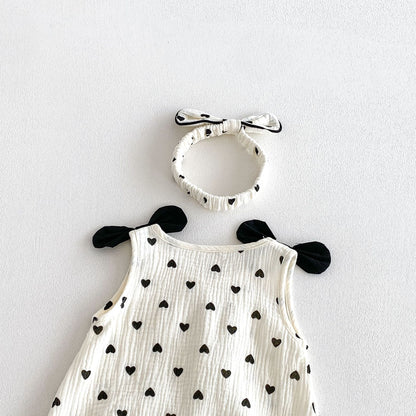 Summer Arrival Baby Girls Sleeveless Hearts Pattern Bodysuit