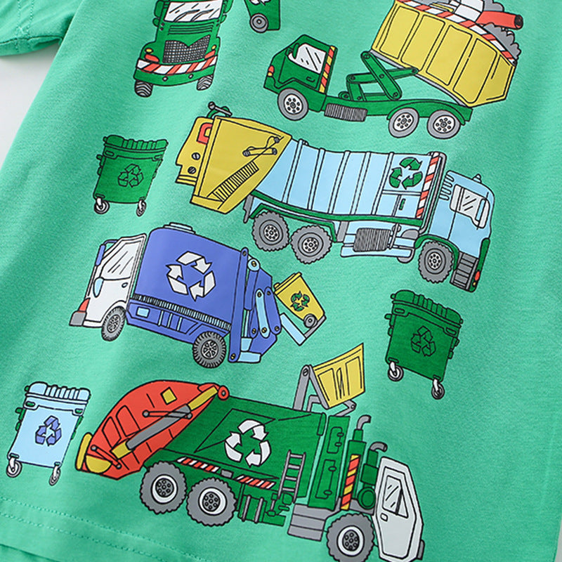 Summer Boys’ Cartoon Trucks Pattern T-shirt in European and American Style, MyKids-USA®, T-Shirts, MyKids-USA -  -  -  -  -  -  - .