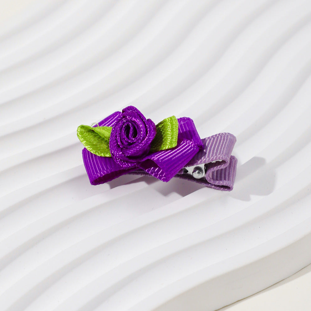 Girls’ Baby Woven Ribbon Bow Mesh Flower Hair Clip for Gentle Hair Clipping, MyKids-USA®, Hair Pins, Claws & Clips, MyKids-USA - Size/Age - Average Size (0-8Y） - Color - Purple -  -  - TR2411241533-G.