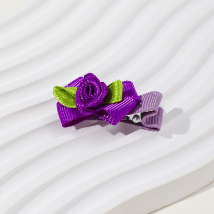 Girls’ Baby Woven Ribbon Bow Mesh Flower Hair Clip for Gentle Hair Clipping, MyKids-USA®, Hair Pins, Claws & Clips, MyKids-USA - Size/Age - Average Size (0-8Y） - Color - Purple -  -  - TR2411241533-G.