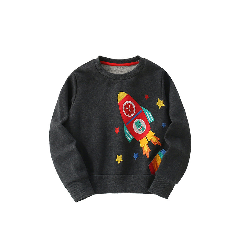 Autumn and Spring Arrival Cartoon and Stars Pattern Long Sleeves Pullover for Stylish Boys, MyKids-USA®, Sweatshirts, MyKids-USA - Size/Age - 100 (2-3Y) - Color - Black -  -  - TR2509152228-A