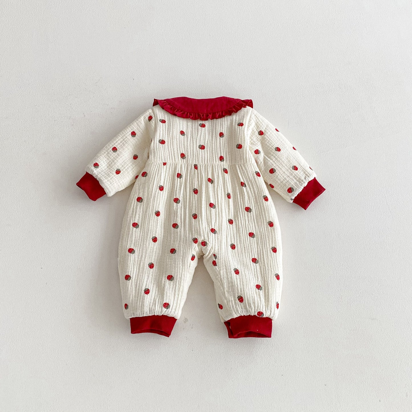 Winter Arrival Baby Girls Long Sleeves Strawberry Pattern Fleece-line Warm Rompers, MyKids-USA®, Baby One-Pieces, MyKids-USA -  -  -  -  -  -  - 