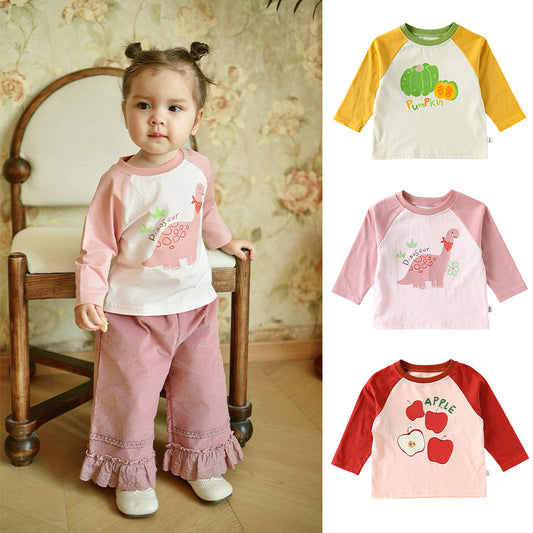 Autumn and Spring Arrival Baby Kids Long Sleeves Cartoon Pattern Color Patchwork Top, MyKids-USA®, Shirts, MyKids-USA -  -  -  -  -  -  - 