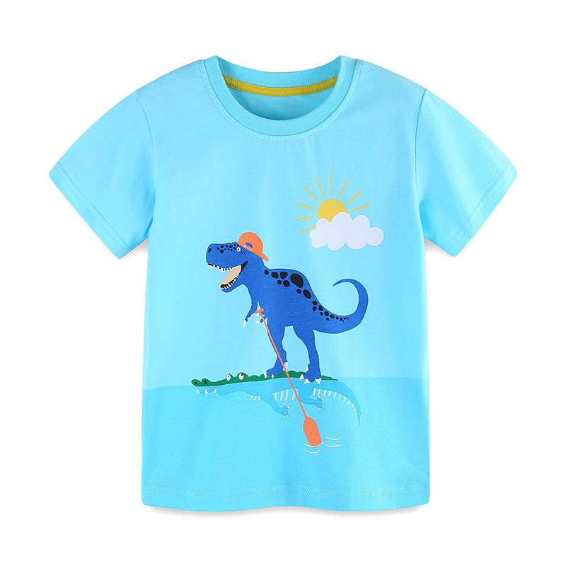Summer Boys’ Dinosaurs Animals Cartoon Pattern T-shirt in European and American Style, MyKids-USA®, Baby & Toddler Tops, MyKids-USA -  -  -  -  -  -  - 