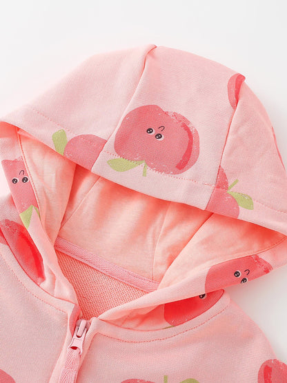MyKids-USA® Autumn Arrival Girls’ Cartoon Apple Pattern Coat