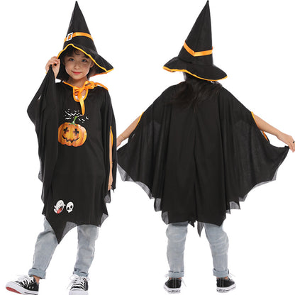 Halloween Witch Cosplay Costume Pumpkin Cloaks With Hats