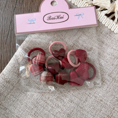 Collection of 10 Versatile Geometric Shape Decorated Hair Ties, MyKids-USA®, Ponytail Holders, MyKids-USA - Size/Age - Average Size (0-12Y） - Color - Red -  -  - TR2603171004-G.