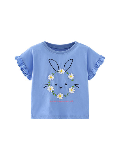Cute Round Neck Cartoon Girls’ T-Shirt In European And American Style For Summer Collection