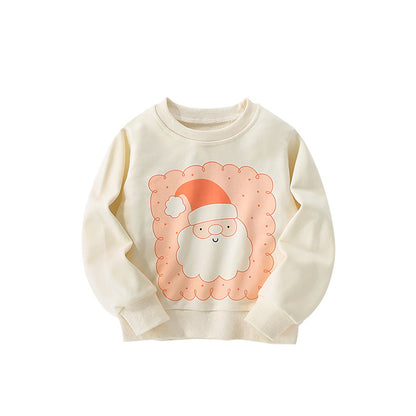 Autumn and Spring Arrival Christmas Cartoon Pattern Long Sleeves Pullover for Stylish Girls, MyKids-USA®, Sweaters, MyKids-USA - Size/Age - 100 (2-3Y) - Color - Apricot -  -  - TR2509152155-A
