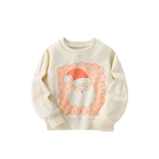 Autumn and Spring Arrival Christmas Cartoon Pattern Long Sleeves Pullover for Stylish Girls, MyKids-USA®, Sweaters, MyKids-USA - Size/Age - 100 (2-3Y) - Color - Apricot -  -  - TR2509152155-A
