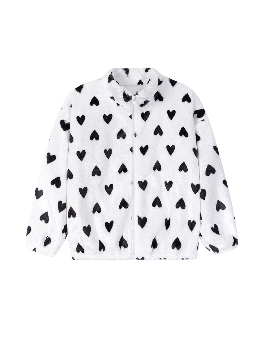 Autumn and Winter Arrival Baby Kids Girls Long Sleeves Fleece-line Hearts Pattern Coat, MyKids-USA®, Baby & Toddler Coats & Jackets, MyKids-USA -  -  -  -  -  -  - 
