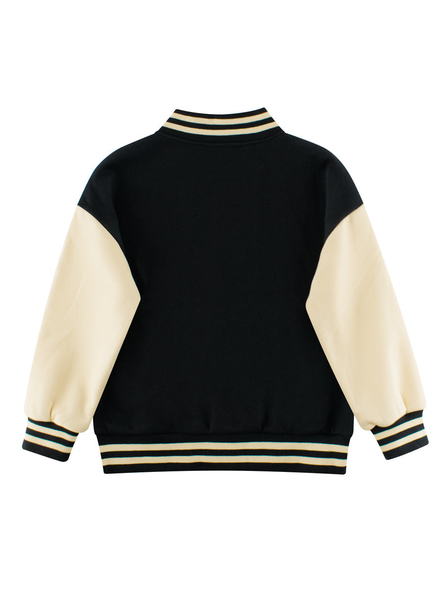 Boys and Girls Letters Pattern Contrast Design Single Breasted Baseball Coat, MyKids-USA®, Baby & Toddler Outerwear, MyKids-USA -  -  -  -  -  -  - 