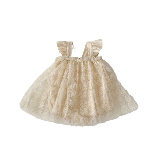 Summer Baby Girls Solid Color Rose Embroidery Lace Mesh Sleeveless Princess bodysuit Dress, MyKids-USA®, Baby & Toddler Dresses, MyKids-USA - Size/Age - 66 (3-6M) - Color - Apricot -  -  - TR2404121558-A.