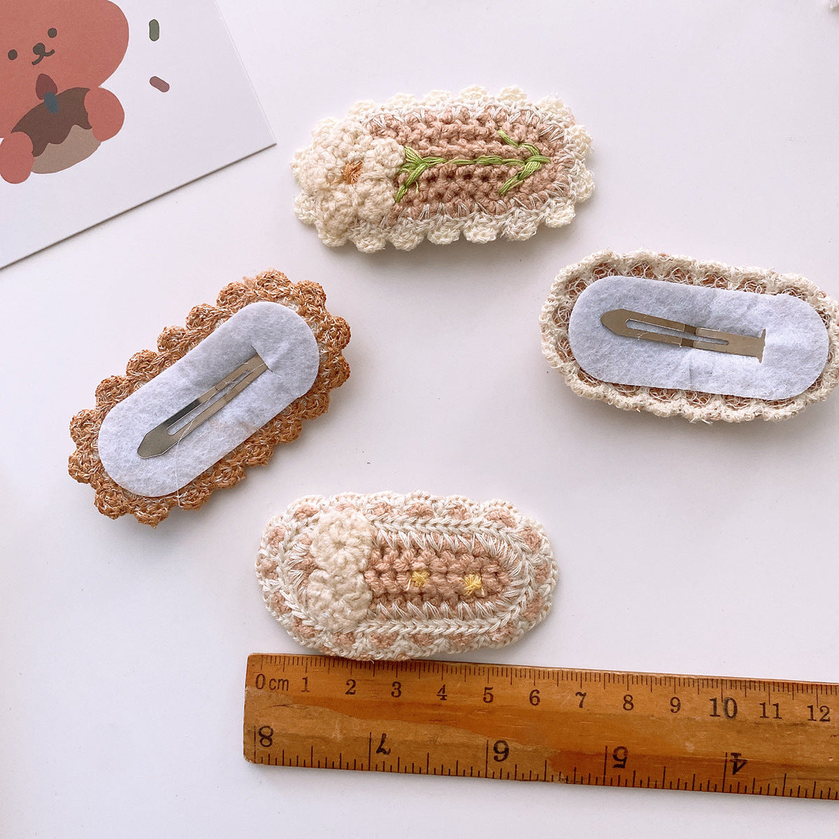 Korean-Style Versatile Knit Hair Clip With Sweet Floral Design For Girly Charm 5-Piece Set