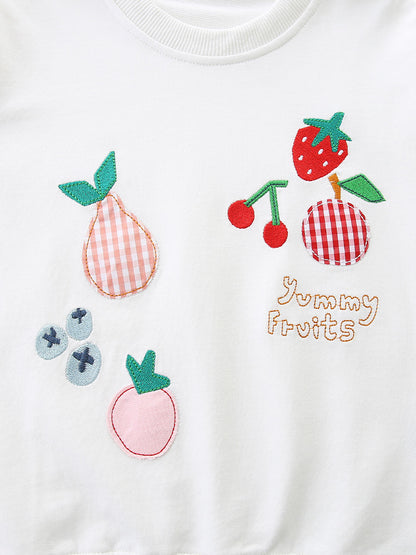 Autumn and Spring Arrival Fruits Cartoon Pattern Long Sleeves Pullover for Stylish Kids