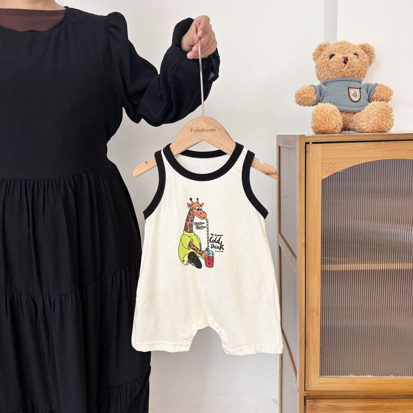 Summer Arrival Baby Unisex Giraffe Cartoon Pattern Sleeveless Crew Neck Rompers, MyKids-USA®, Baby One-Pieces, MyKids-USA - Size/Age - 66 (3-6M) - Color - Beige -  -  - TR2505262045-A