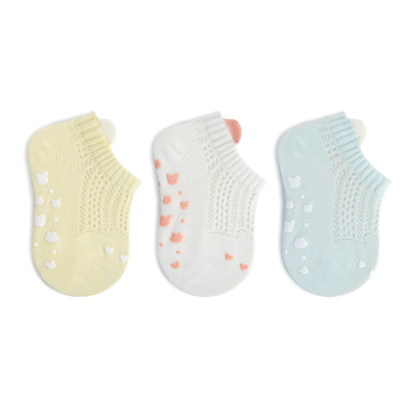 Summer and Spring Baby Kids Breathable Cute Animals Pattern Socks 3-Pair Set, MyKids-USA®, Baby & Toddler Socks & Tights, MyKids-USA - Size/Age - S (0-1Y) - Color - Yellow -  -  - TR2604262149-D.