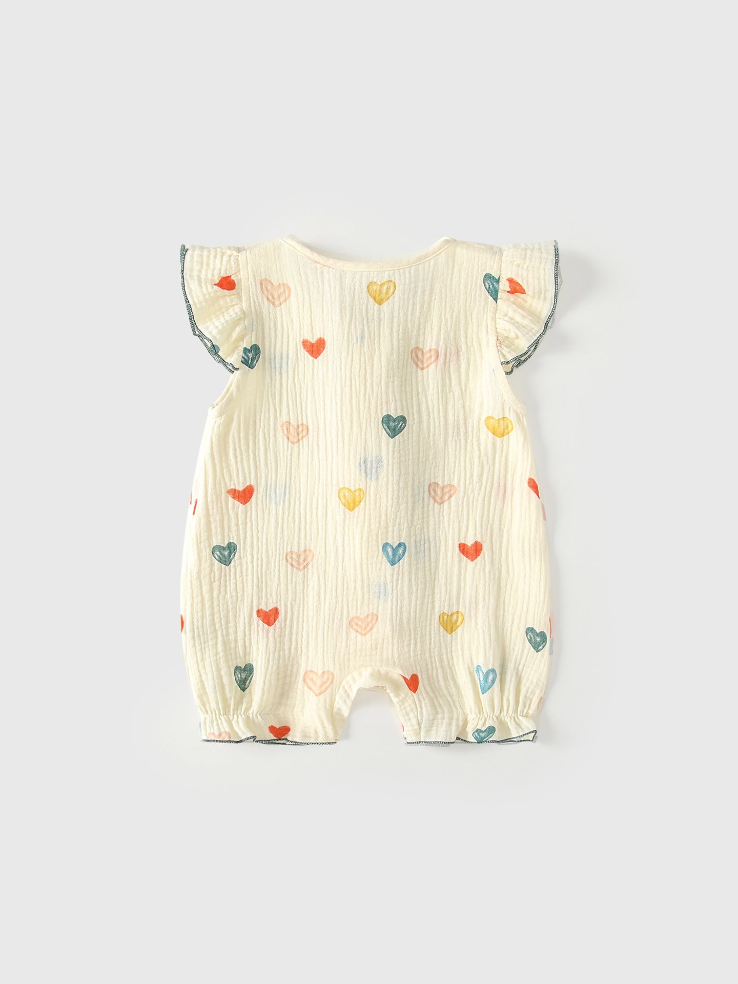Summer Arrival Baby Girls Fly Sleeves Hearts Pattern Rompers Bodysuits