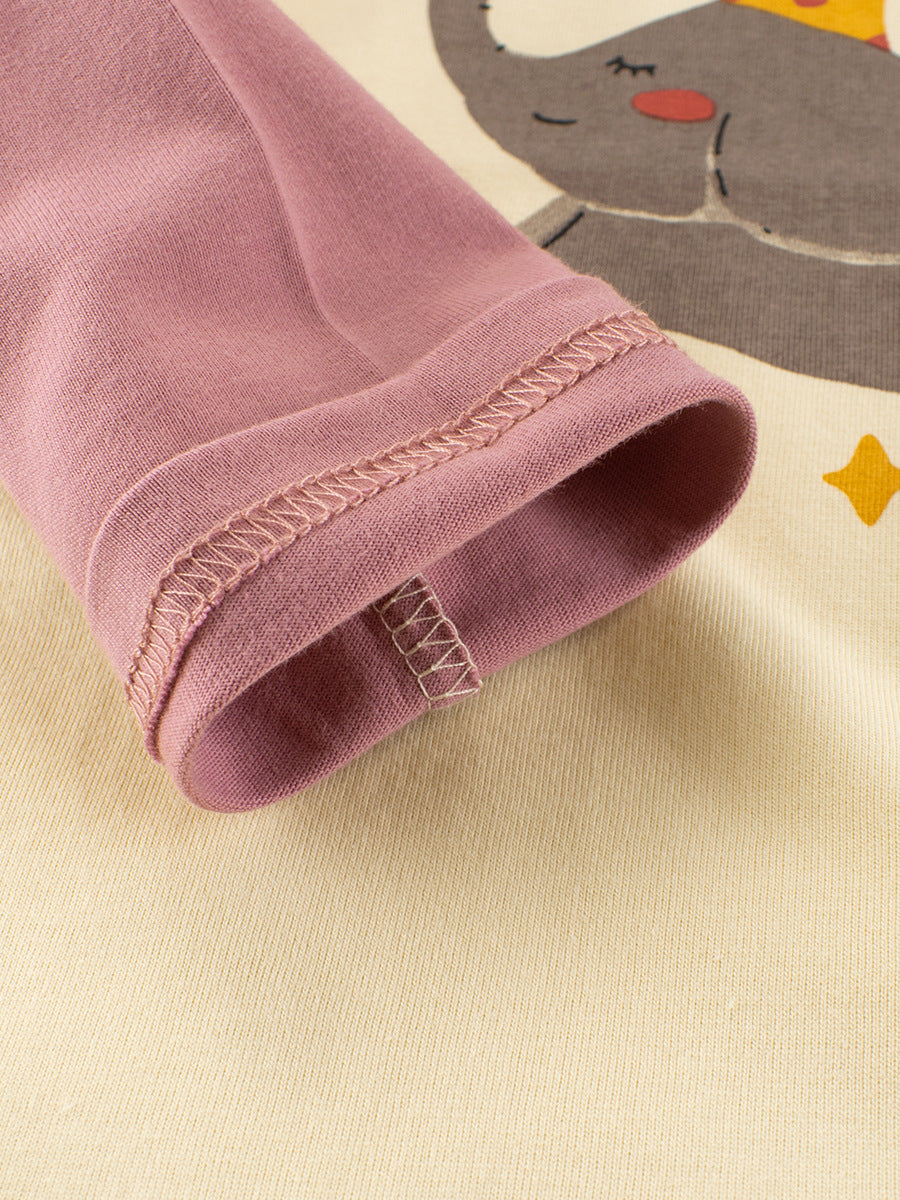 Autumn Baby Kids Girls Letters and Cartoon Print Long Sleeves Crew Neck Color Patchwork Top Shirt, MyKids-USA®, Baby & Toddler Tops, MyKids-USA -  -  -  -  -  -  - 