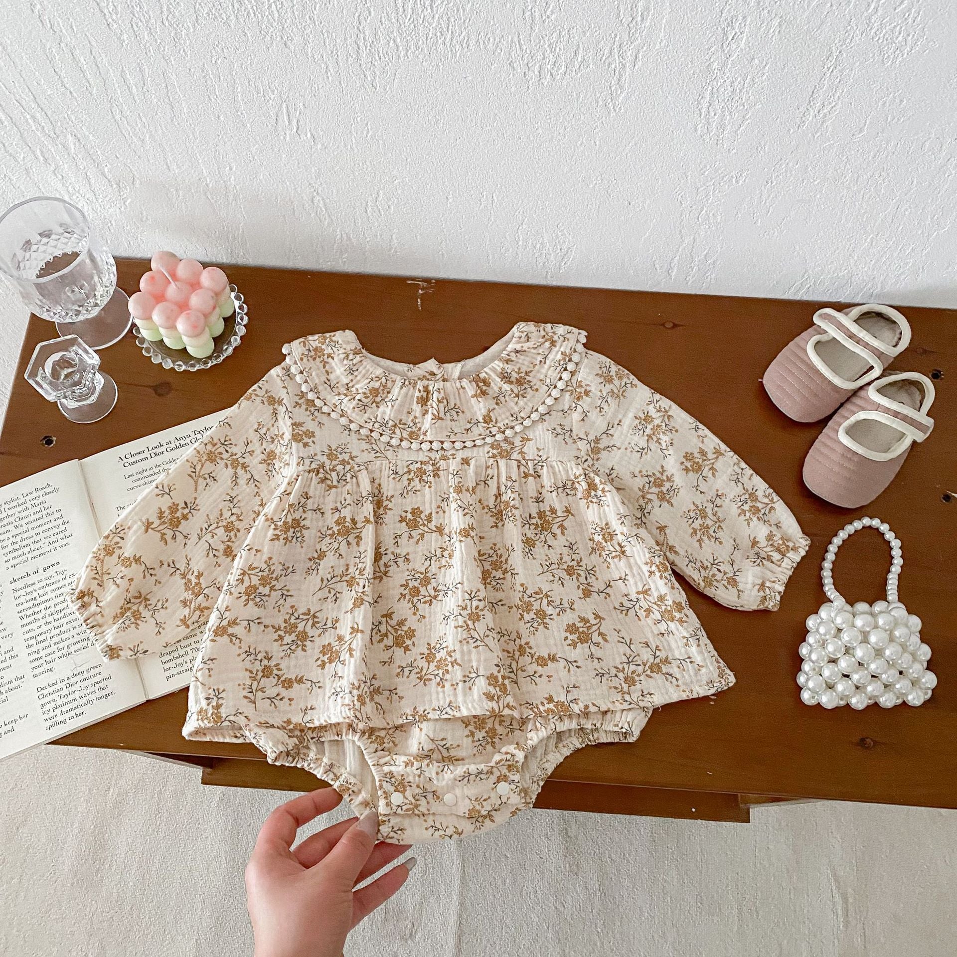 Autumn Arrival Baby Girls Long Sleeves Floral Pattern Vintage Onesies, MyKids-USA®, Baby & Toddler Dresses, MyKids-USA -  -  -  -  -  -  - 