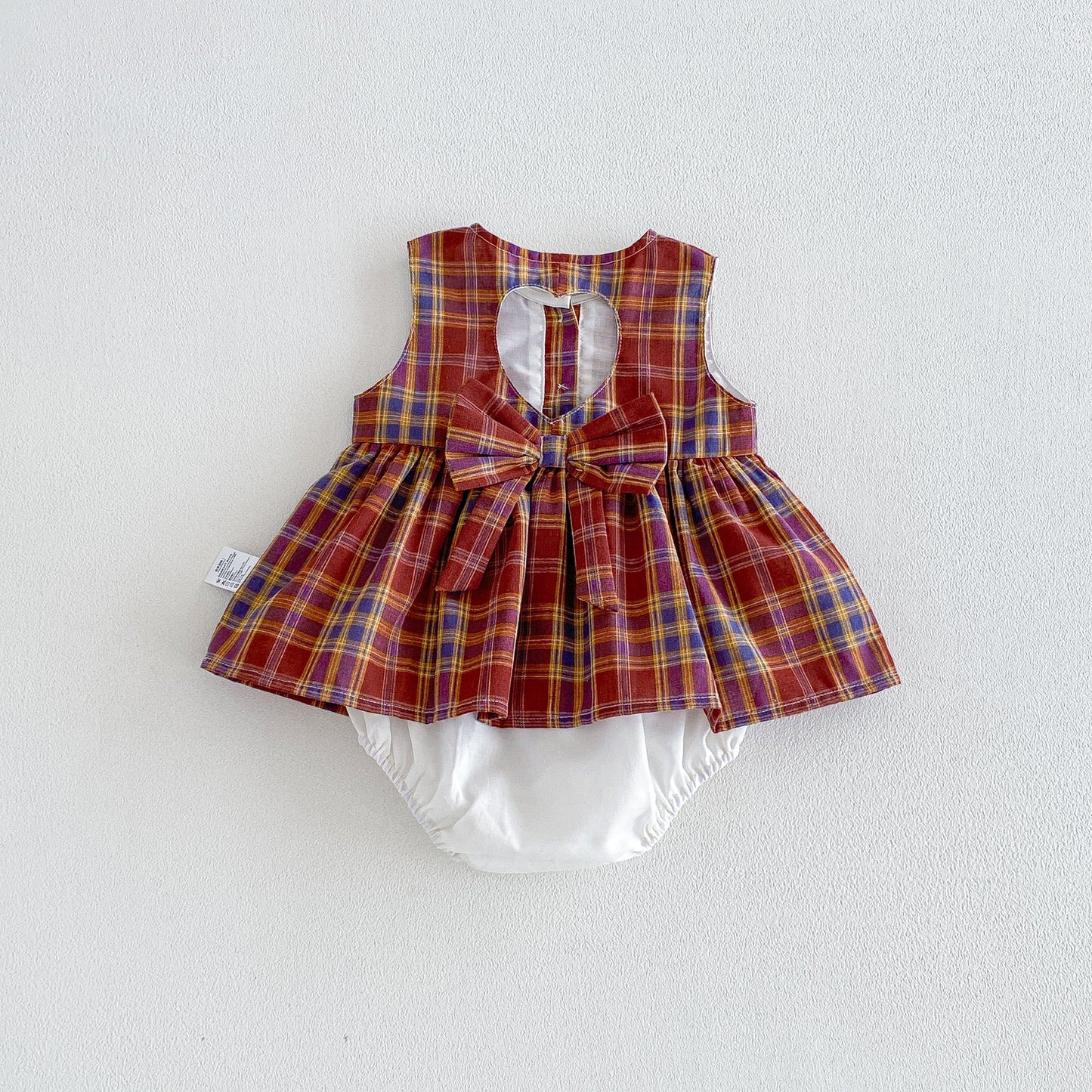 Design Summer Baby Kids Girls Sleeveless Plaid Pattern Bodysuit