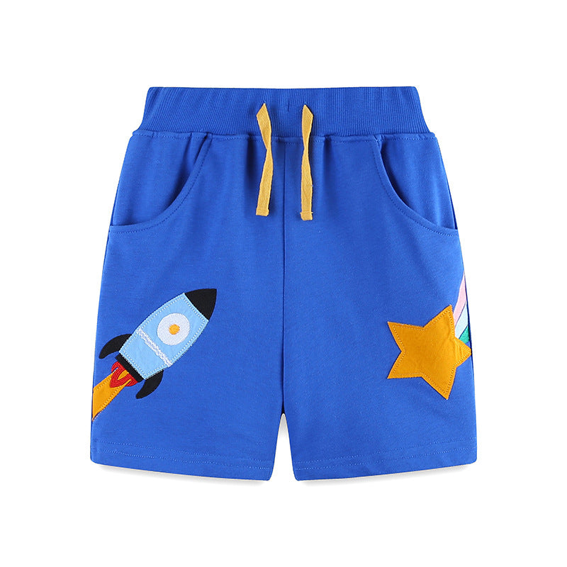 Summer Arrival Kids Boys Cotton Casual Style Cartoon Rocket Pattern Shorts, MyKids-USA®, Shorts, MyKids-USA - Size/Age - 90 (12-24M) - Color - Blue -  -  - TR2505122214-A