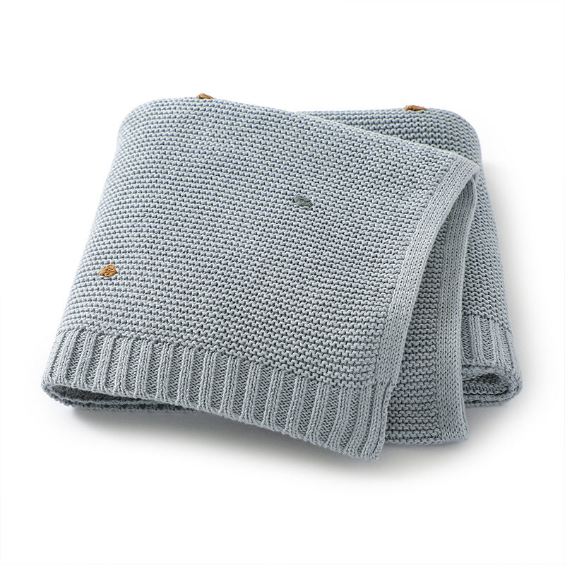 Hot Selling Knitted Solid Color Baby Blanket With Hand-Embroidered Pom Poms: Spring/Summer Collection, MyKids-USA®, Blanket, MyKids-USA - Size/Age - Kids & Adult (Average Size) - Color - Blue -  -  - TR2403282200-A