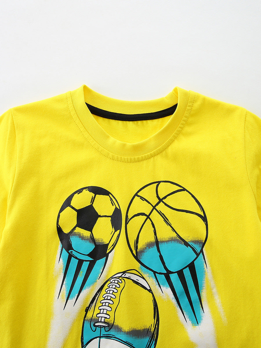 Arrival Summer Baby Kids Boys Short Sleeves Cartoon Pattern T-shirt and Shorts Clothing Set