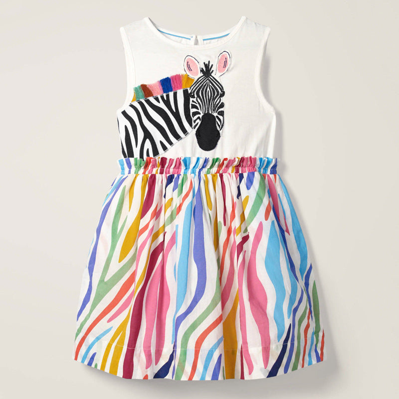 Summer Baby Girls Sleeveless Zebra Design Dress