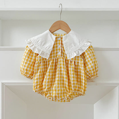 Arrival Autumn Baby Kids Girls Long Sleeves Plaid French Collar Onesies and Dress – Princess Sister Matching Set, MyKids-USA®, Baby & Toddler Outfits, MyKids-USA -  -  -  -  -  -  - 