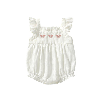 Summer Arrival Baby Girls Cute Butterfly Pattern Fly Sleeves Strap Onesies, MyKids-USA®, Baby One-Pieces, MyKids-USA -  -  -  -  -  -  - 