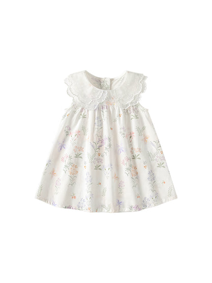 Summer Baby Kids Girls Sleeveless Floral Pattern Dress