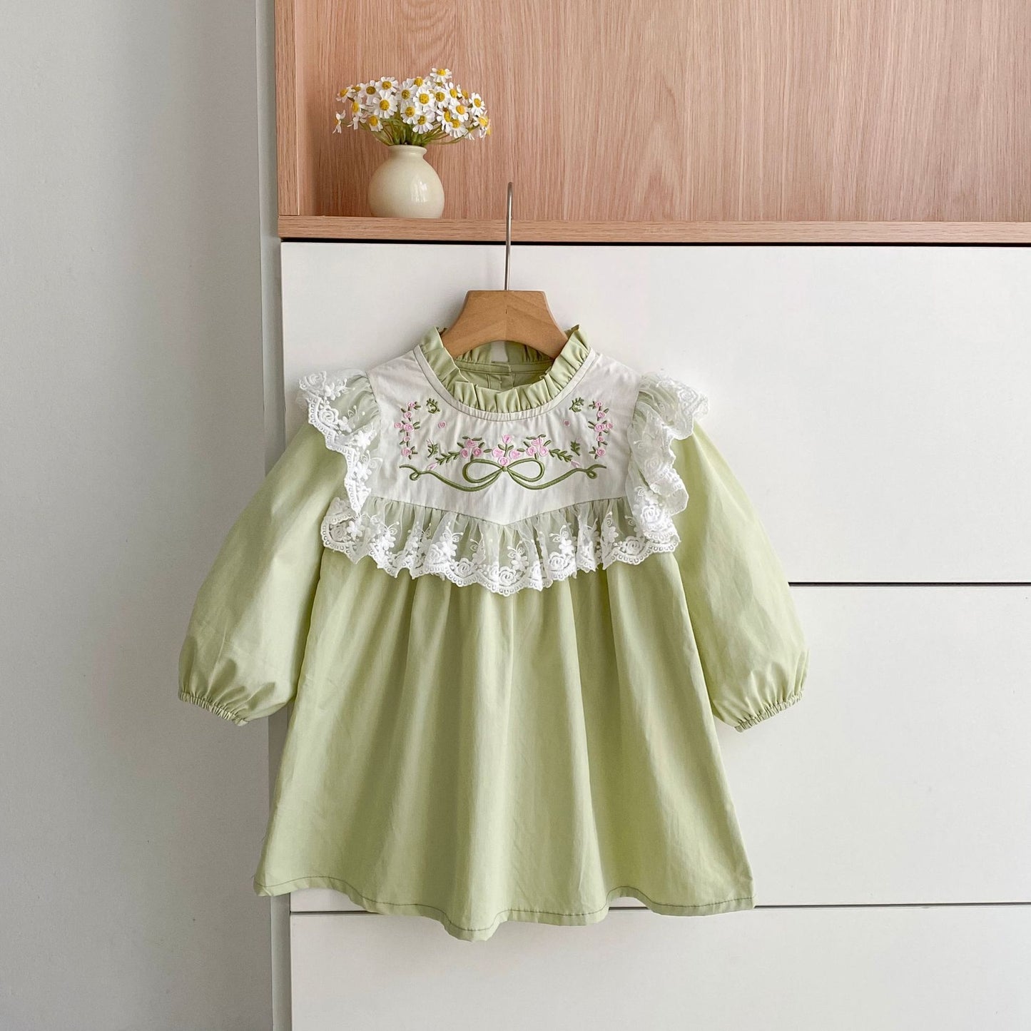 Autumn Hot Selling Baby Kids Girls Flowers Embroidered Pattern Long-sleeved Onesies and Dress – Princess Sister Matching Set, MyKids-USA®, Baby & Toddler Dresses, MyKids-USA - Size/Age - 66 (3-6M) - Color - Green -  -  - TR2511122247-A